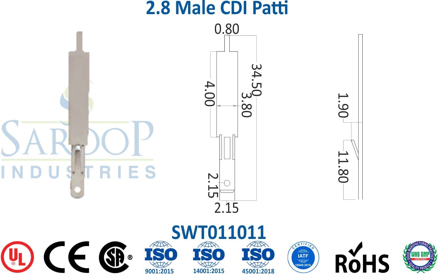 0110/0187 Series Terminal - 2.8 Male CDI Patti (SWT011011) - 1