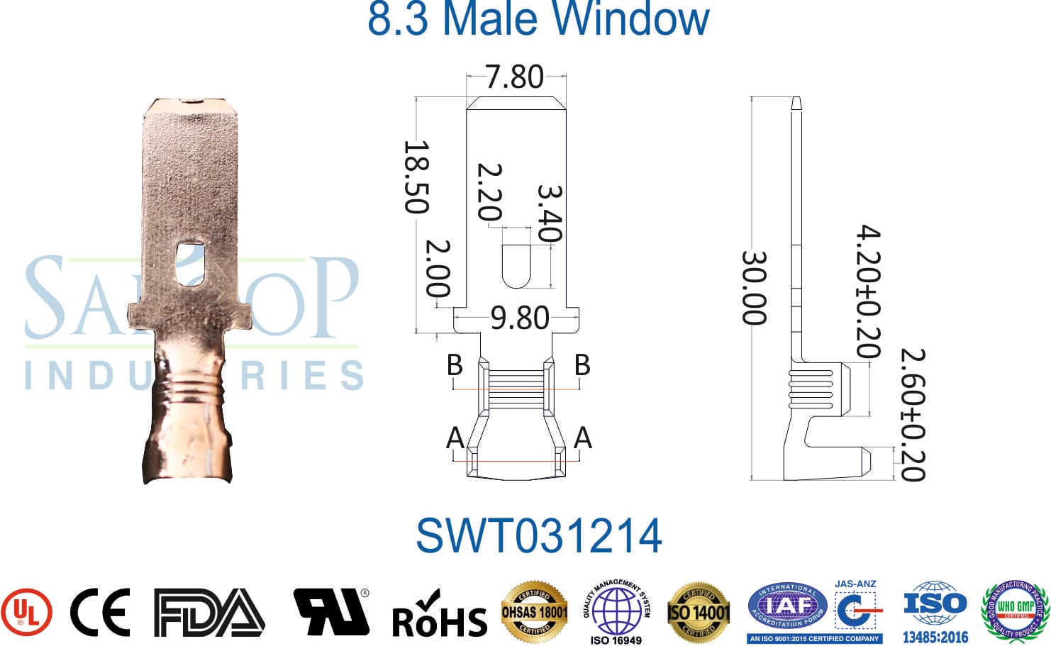 0312 Series Terminal - 8.3 Male Window (SWT031214) - 1