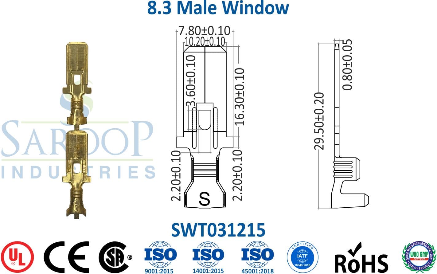 0312 Series Terminal - 8.3 Male Window (SWT031215) - 1