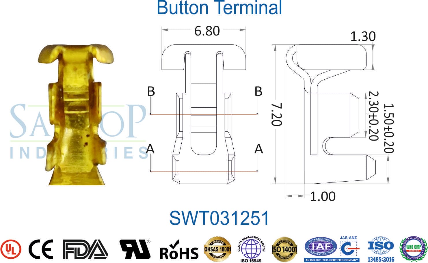 0312 Series Terminal - Button Terminal (SWT031251) - 1