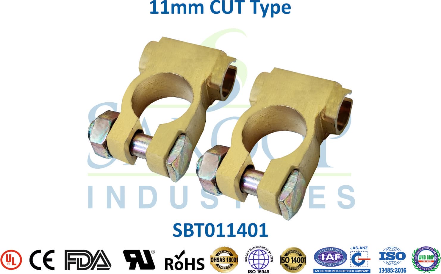 Brass Battery Terminal - 11mm CUT Type (SBT011401) - 1