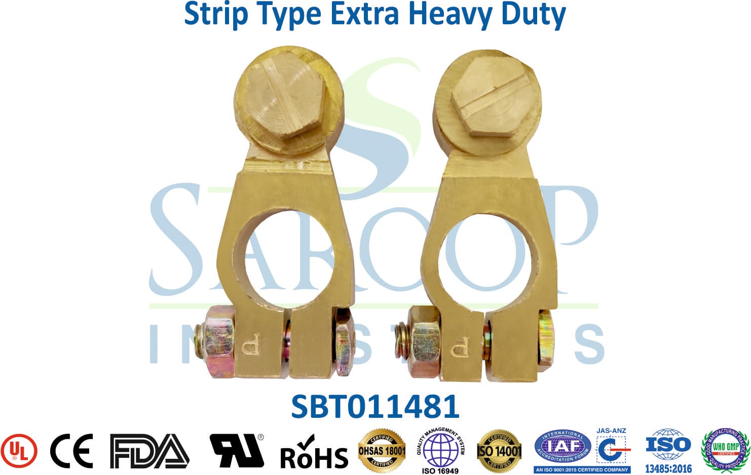 Brass Battery Terminal - Strip Type Extra Heavy Duty (STP DLX) (SBT011481) - 1