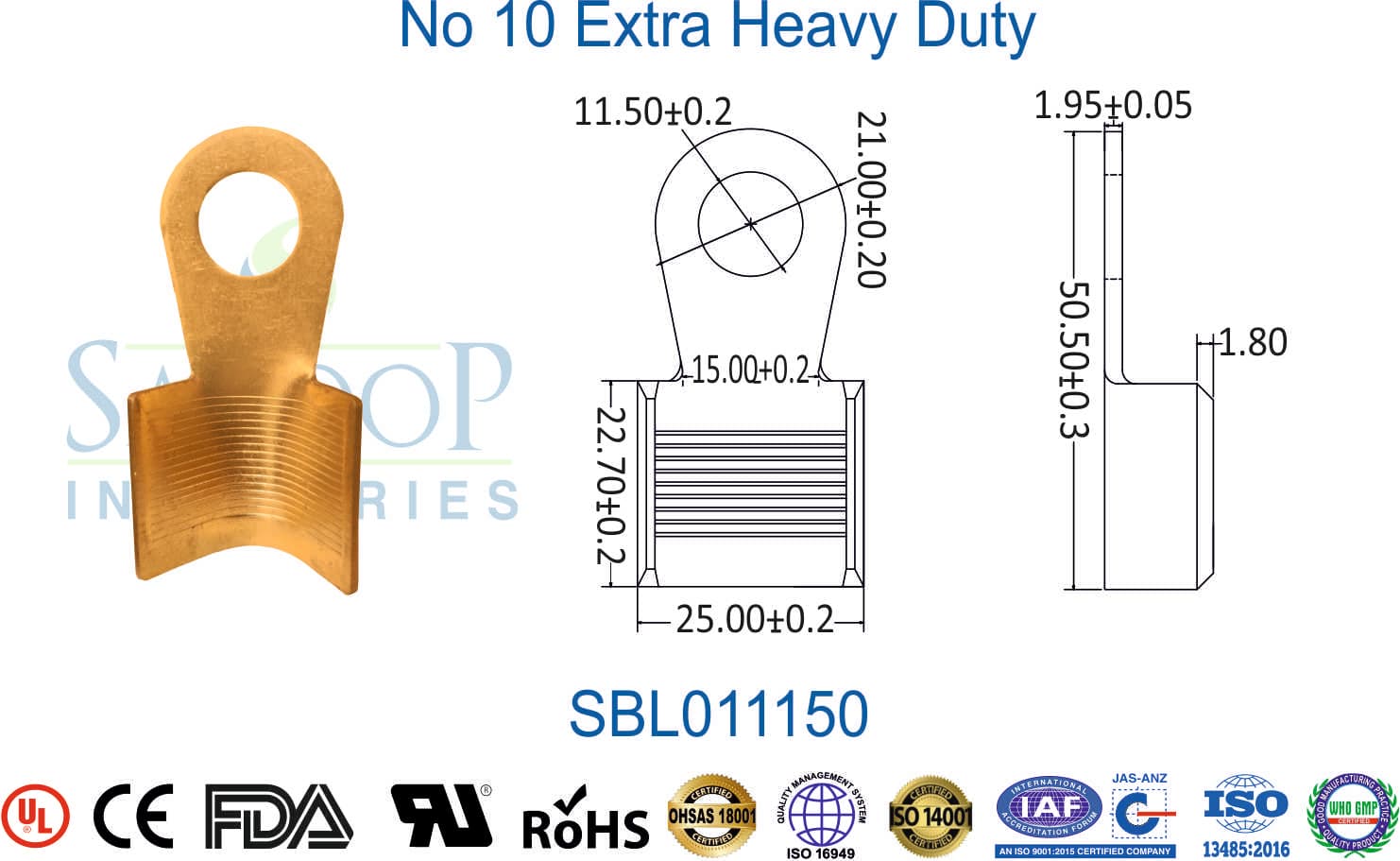 Brass Lug - No 10 Extra Heavy Duty (SBL011150) - 1