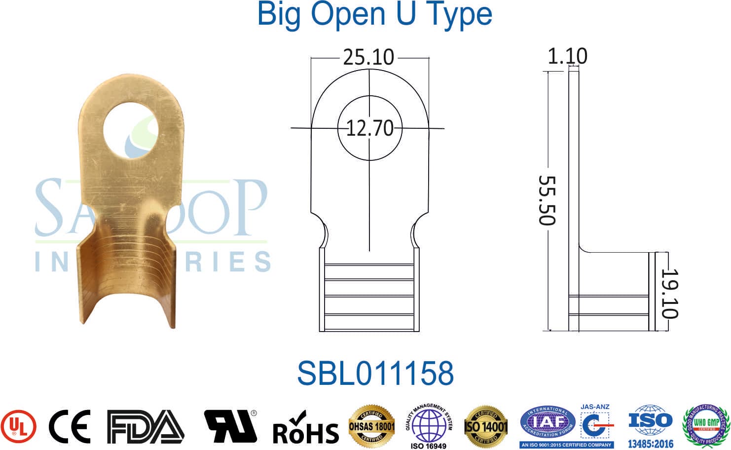Brass Lug - Big Open U Type (SBL011158) - 1