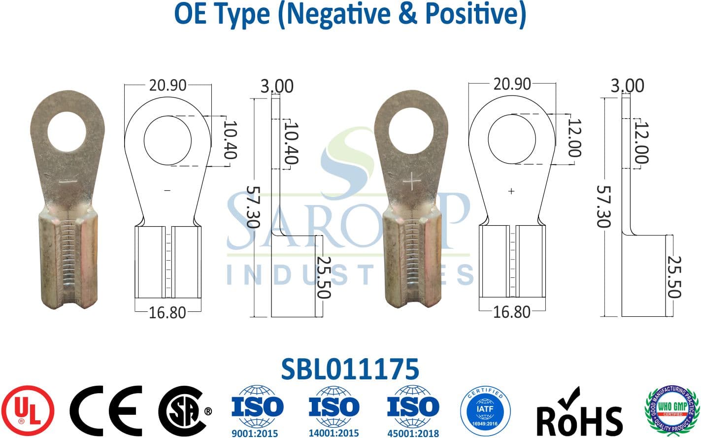 Brass Lug - OE Type (Negative & Positive) (SBL011175) - 1