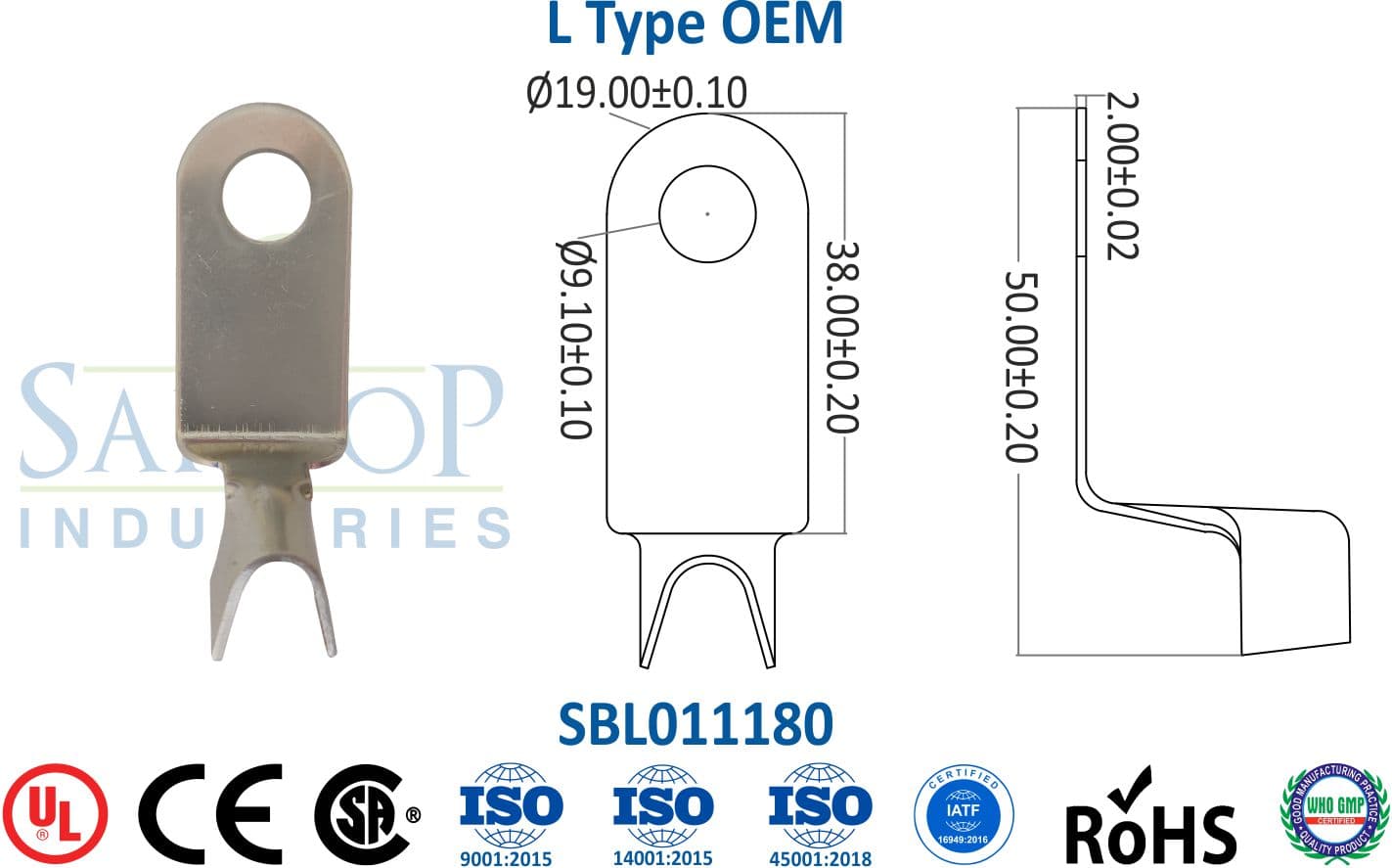 Brass Lug - L Type OEM (SBL011180) - 1
