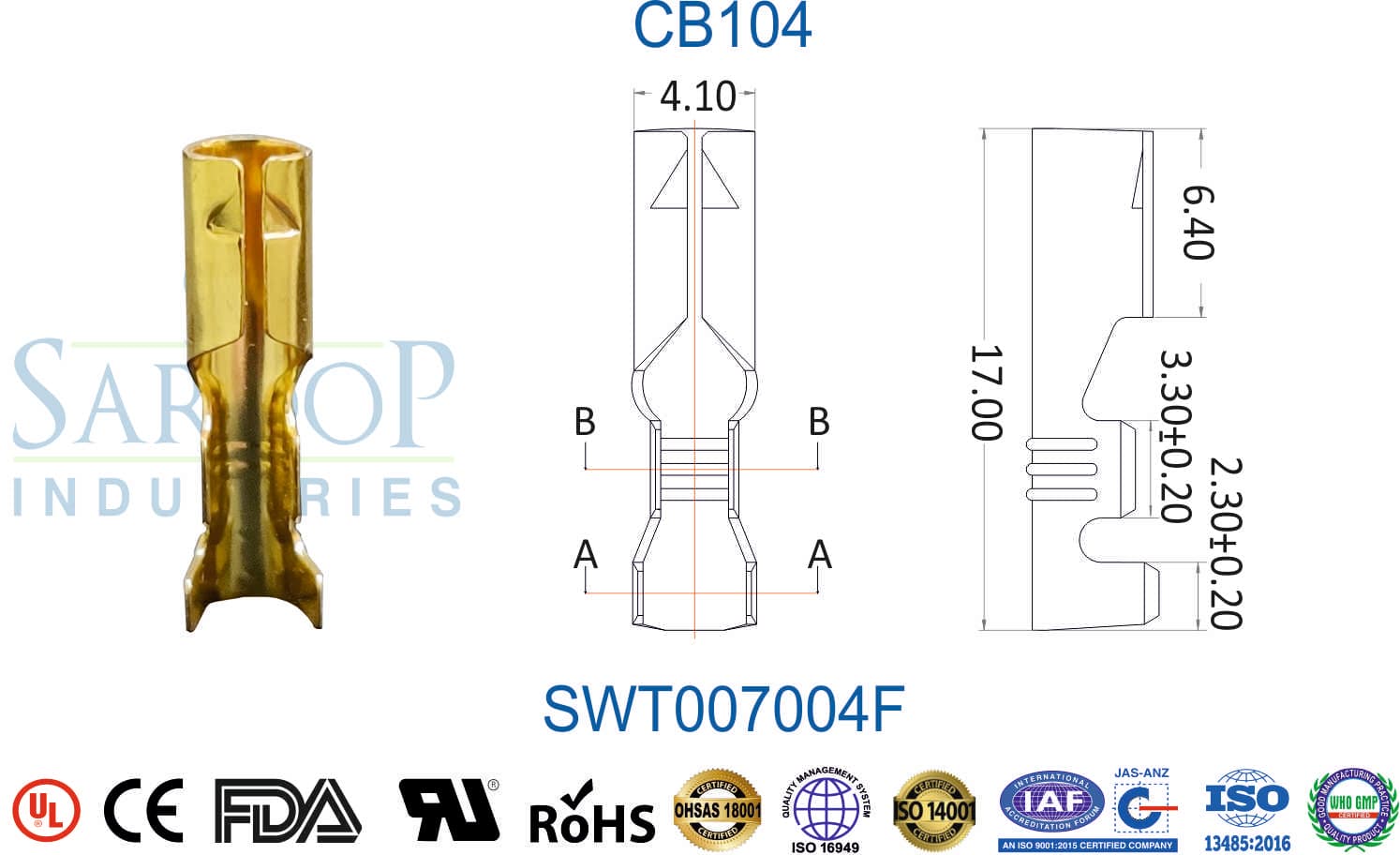 Bullet Series Terminal - CB104 Female (SWT007004F) - 1