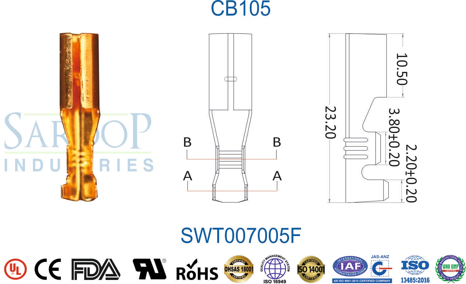Bullet Series Terminal - CB105 Female (SWT007005F) - 1
