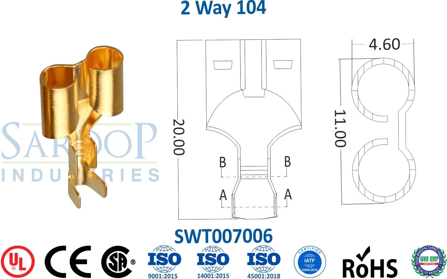 Bullet Series Terminal - 2 Way 104 (SWT007006) - 1