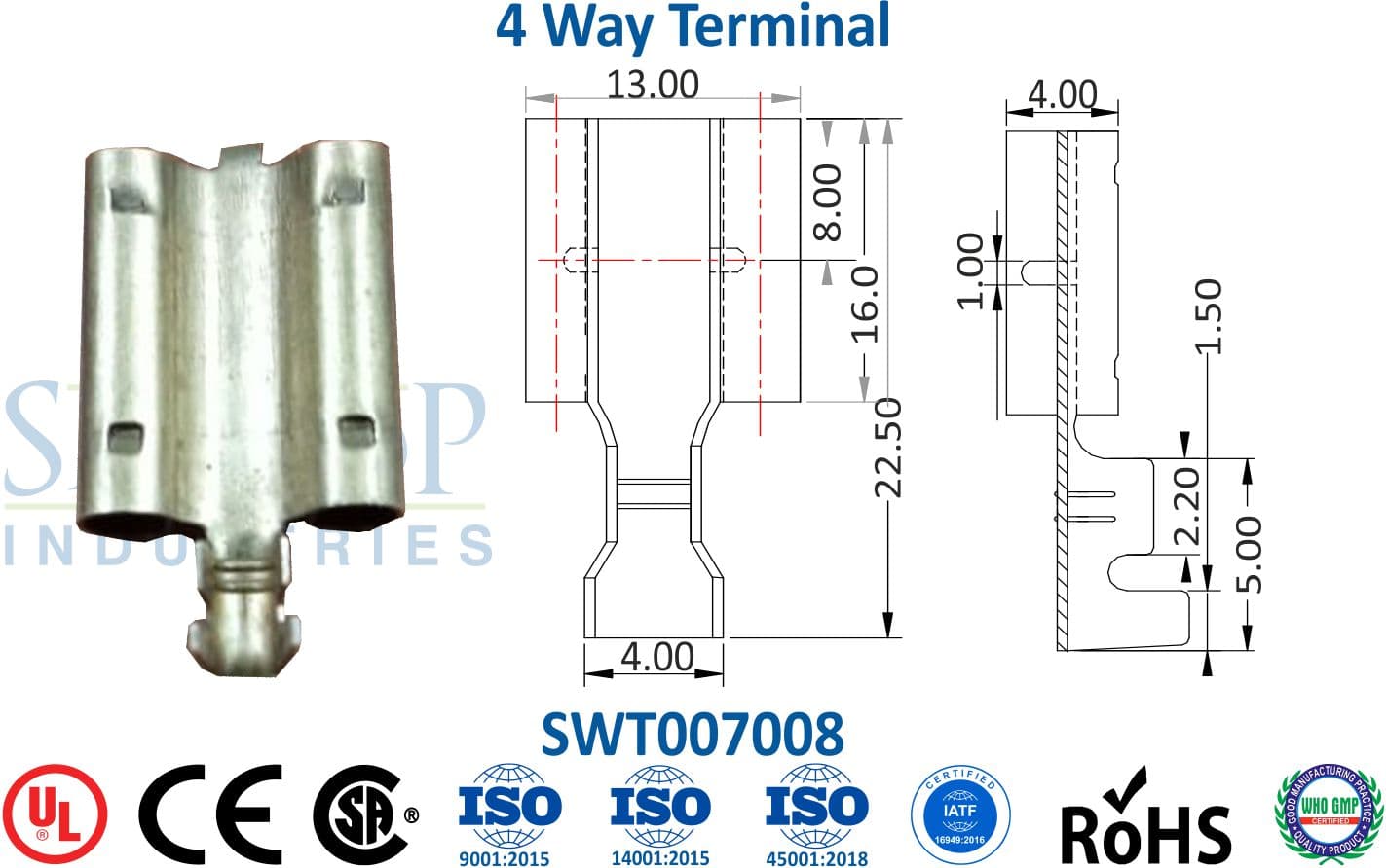 Bullet Series Terminal - 4 Way Terminal (SWT007008) - 1