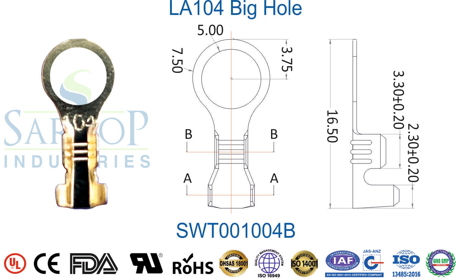 Ring Series Terminal - LA104 Big Hole (SWT001004B) - 1