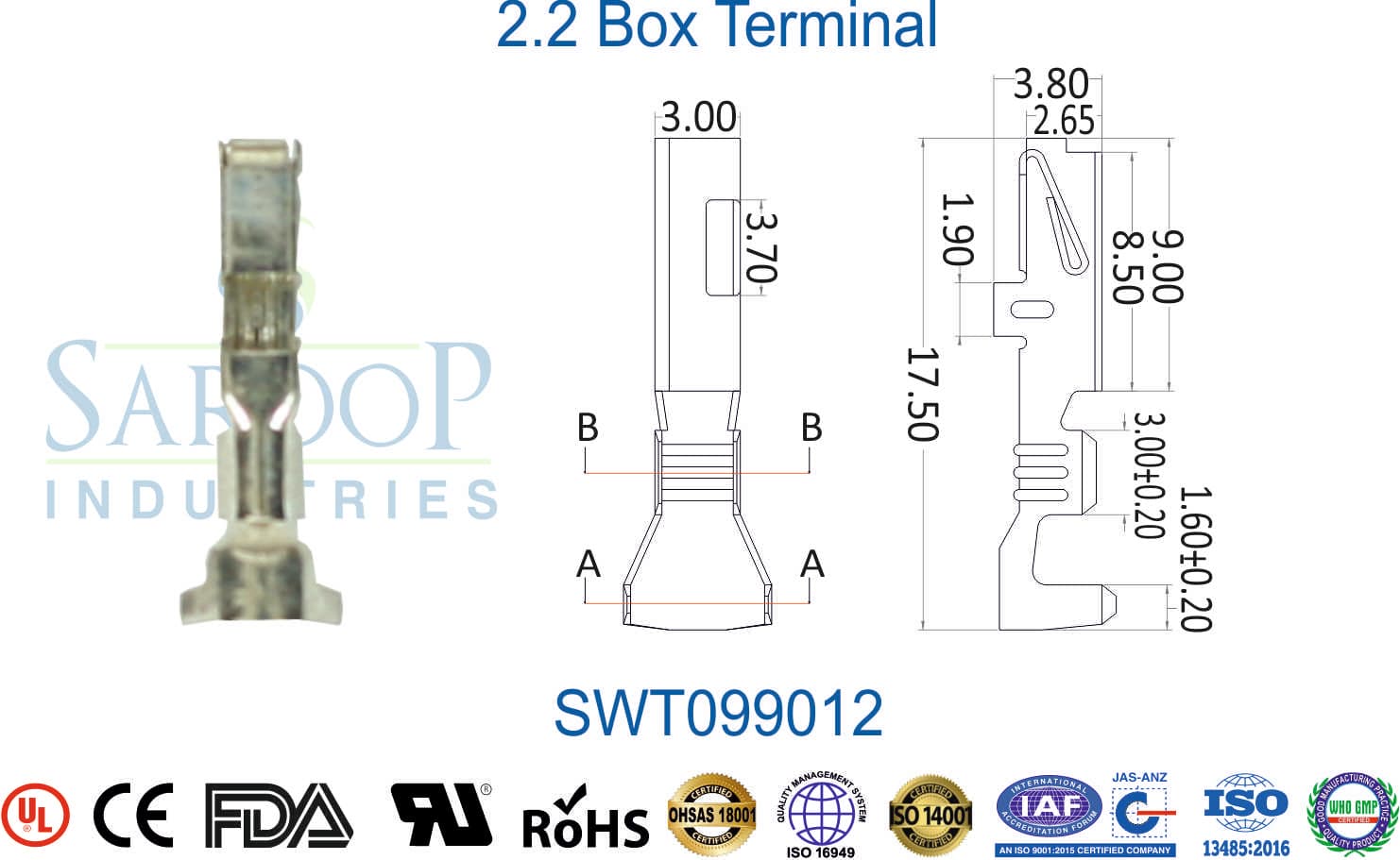 Special Series Terminal - 2.2 Female Box Terminal (SWT099012) - 1