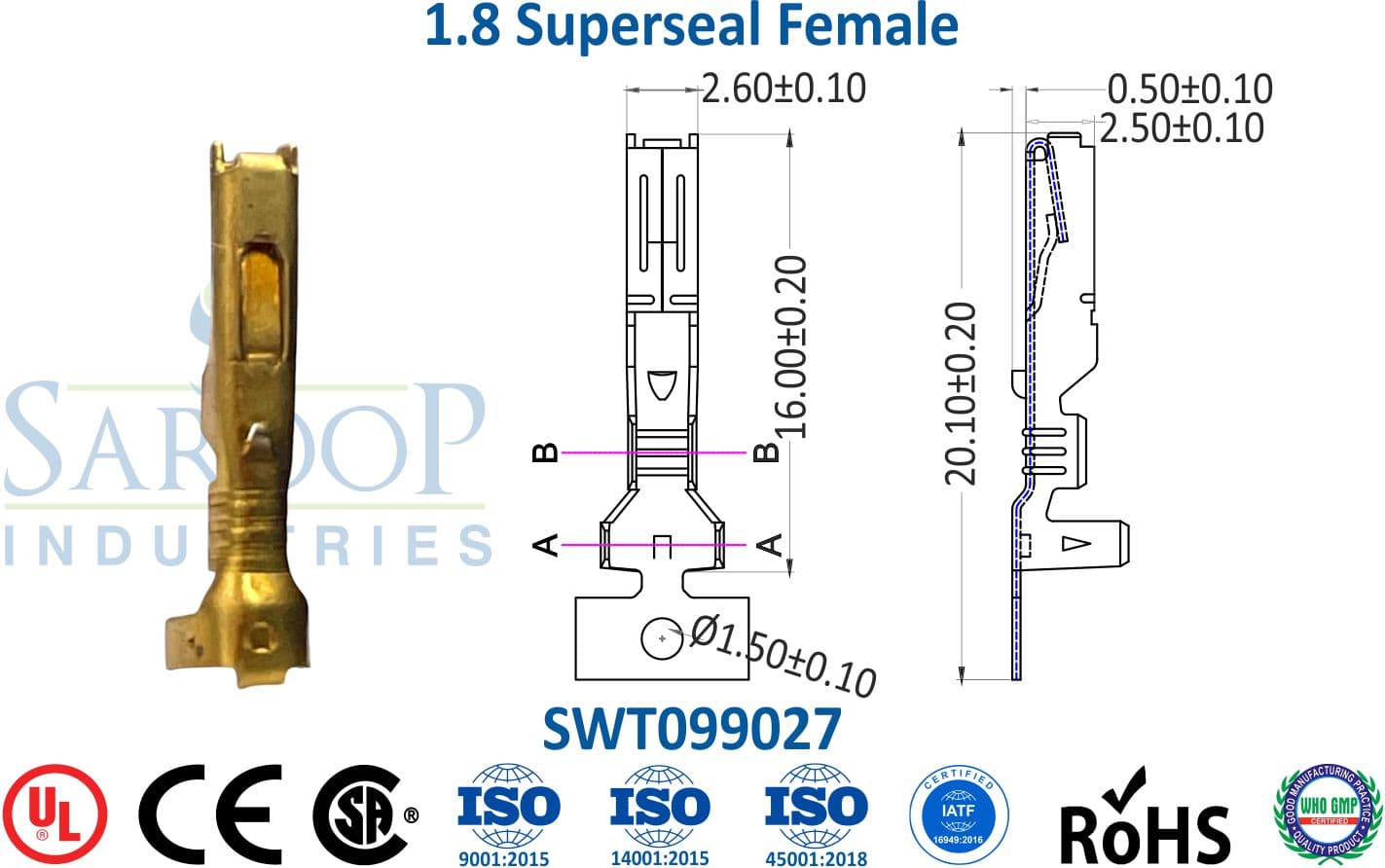 Special Series Terminal - 1.8 Superseal Female (SWT099027) - 1