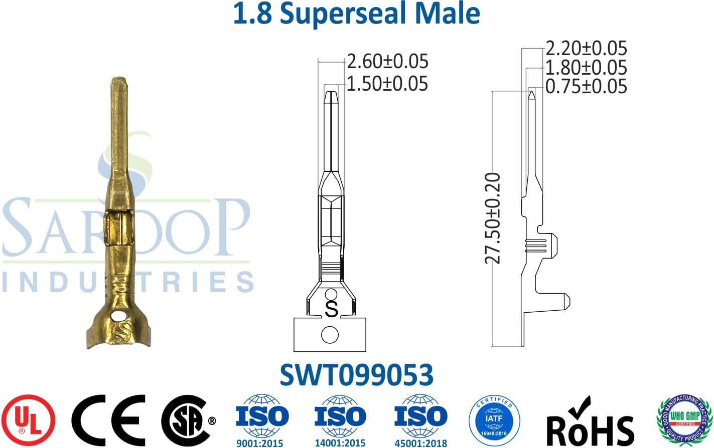 Special Series Terminal - 1.8 Superseal Male (SWT099053) - 1