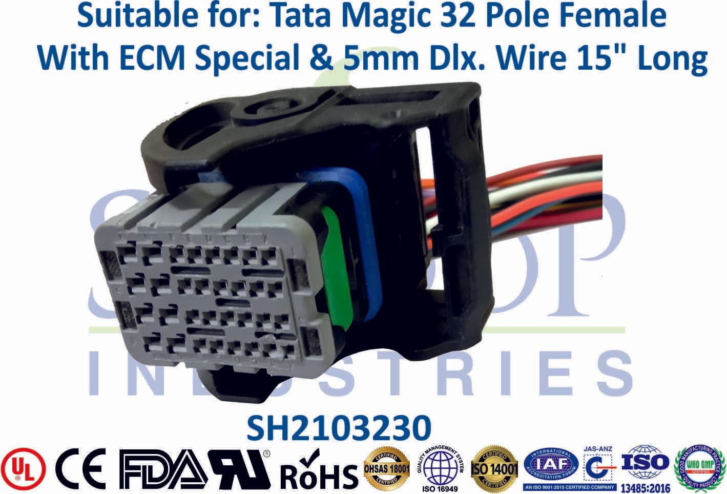 Cluster Tata Ace 32 Pole Female - ECM Special Wire (15" Long) - 1