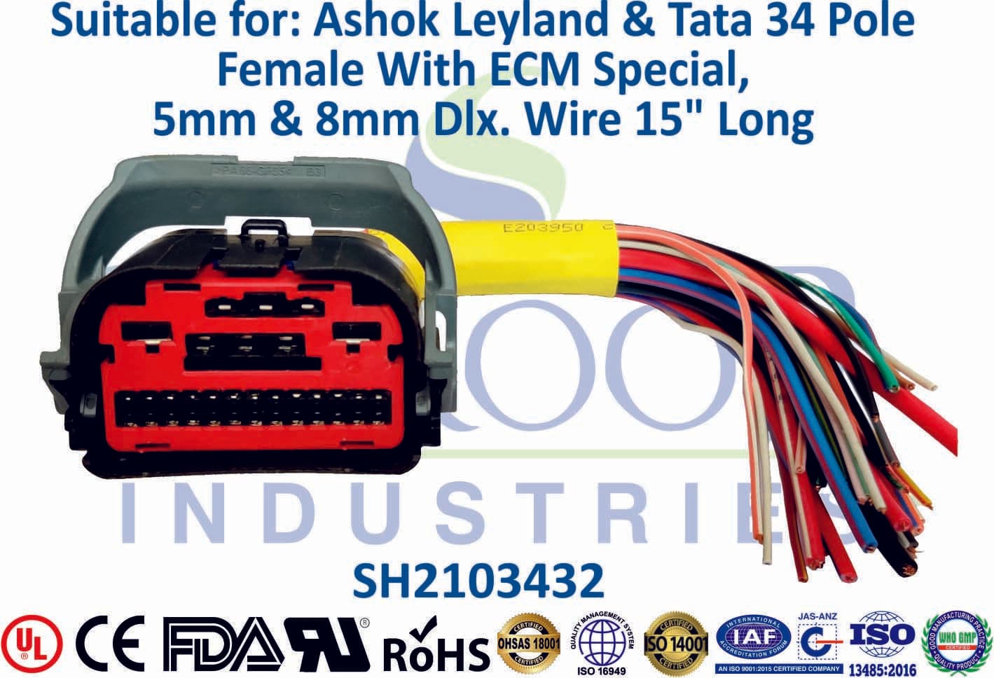 Tata Magic 32 Pole Female - ECM Special Wire (15" Long) - 1