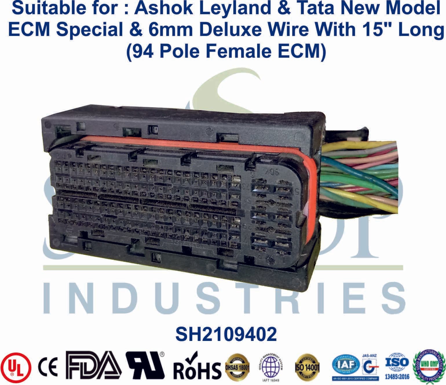 Ashok Leyland & Tata ECM New Model 94 Pole Female - 6mm Type 2 (15" Long) - 1