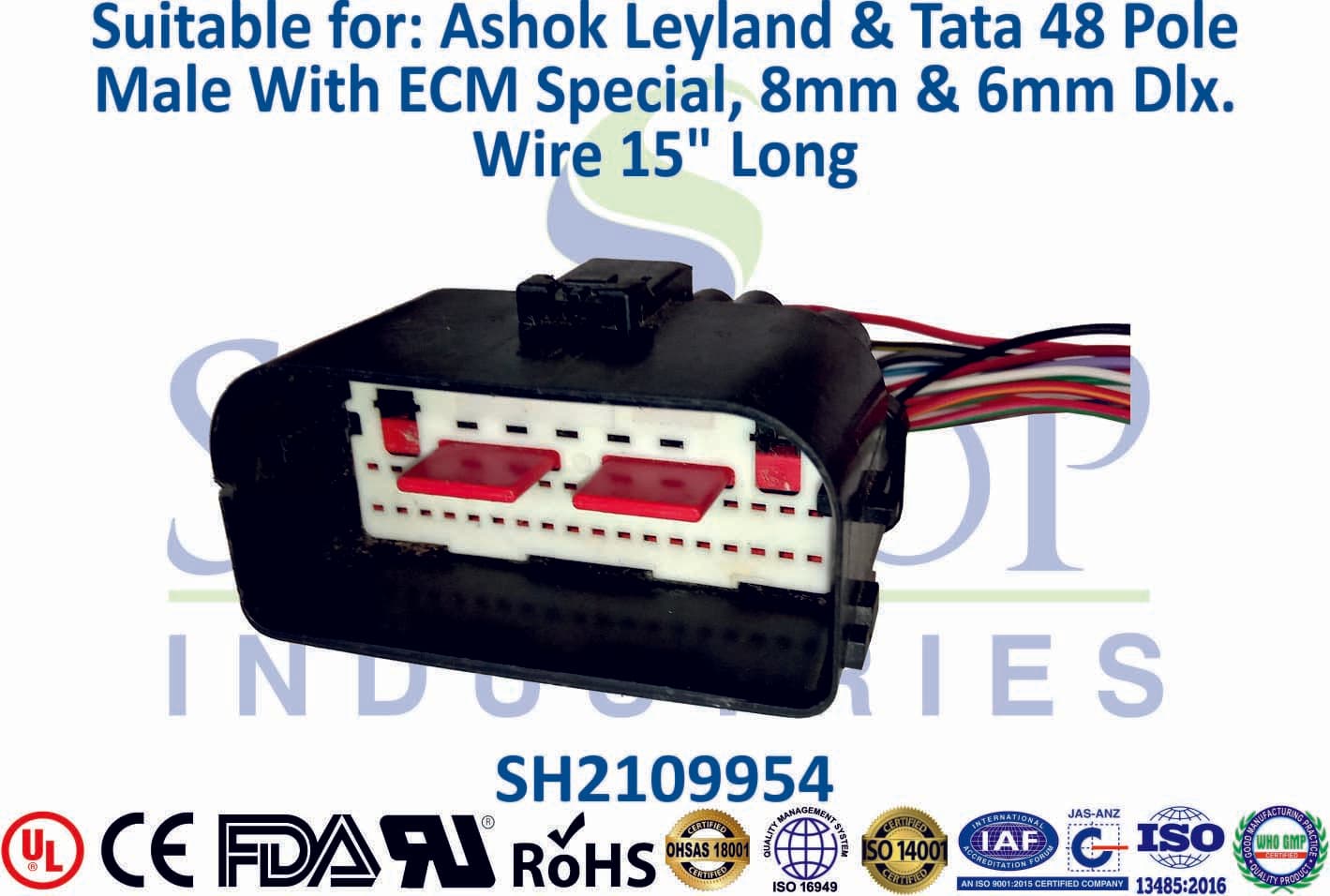 Ashok Leyland & Tata 48 Pole Male ECM - 8mm & 6mm (15" Long) - 1