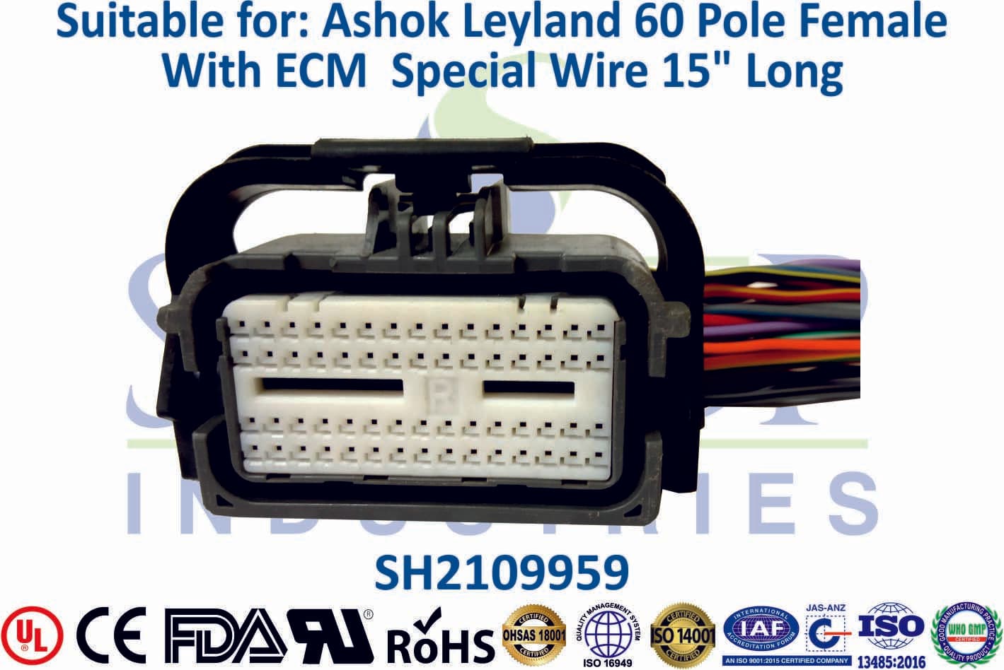 Ashok Leyland 32 Pole Female ECM - ECM Special Wire (15" Long) - 1