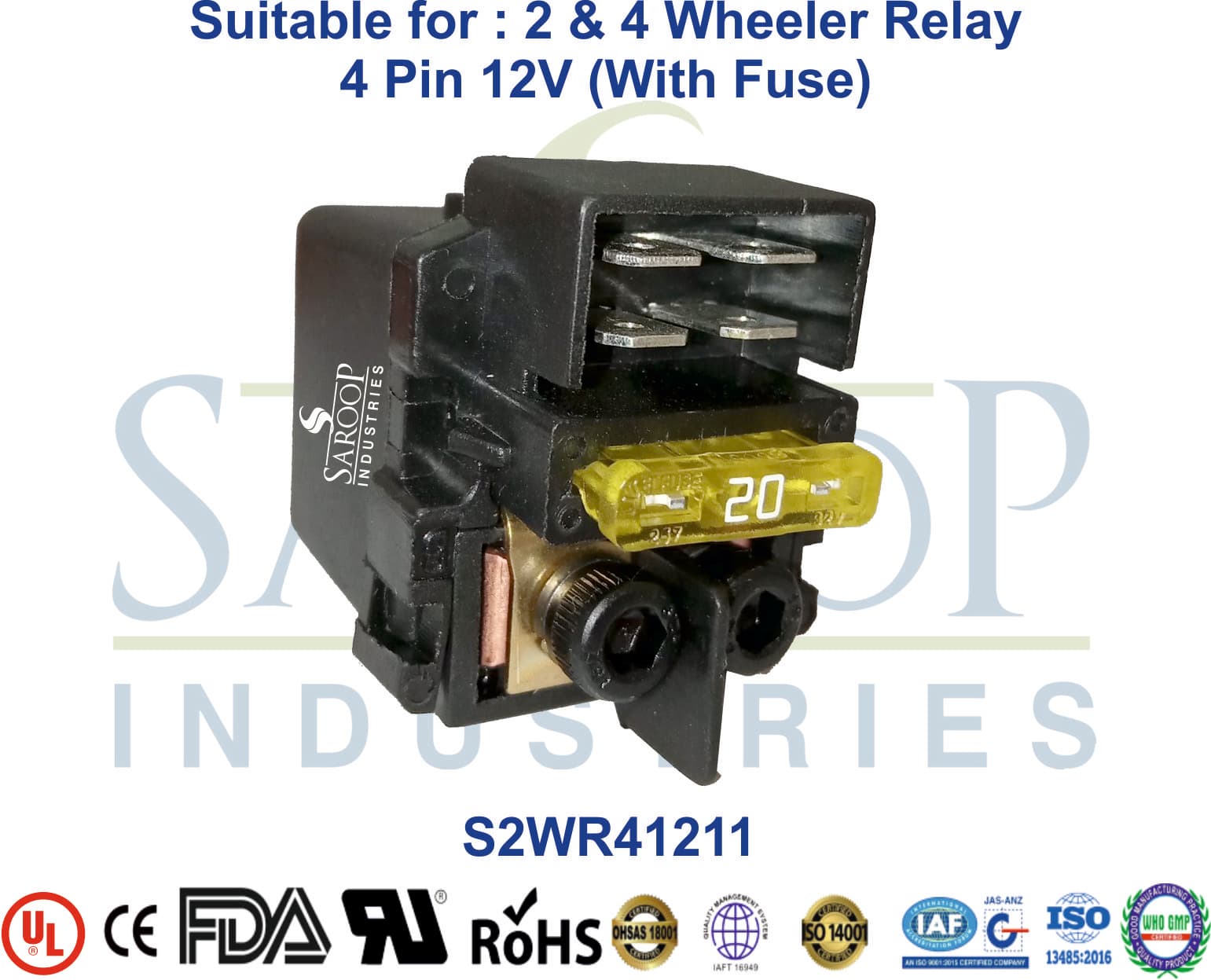 2 & 4 Wheeler Relay 4 Pin 12V (With Fuse) - 1