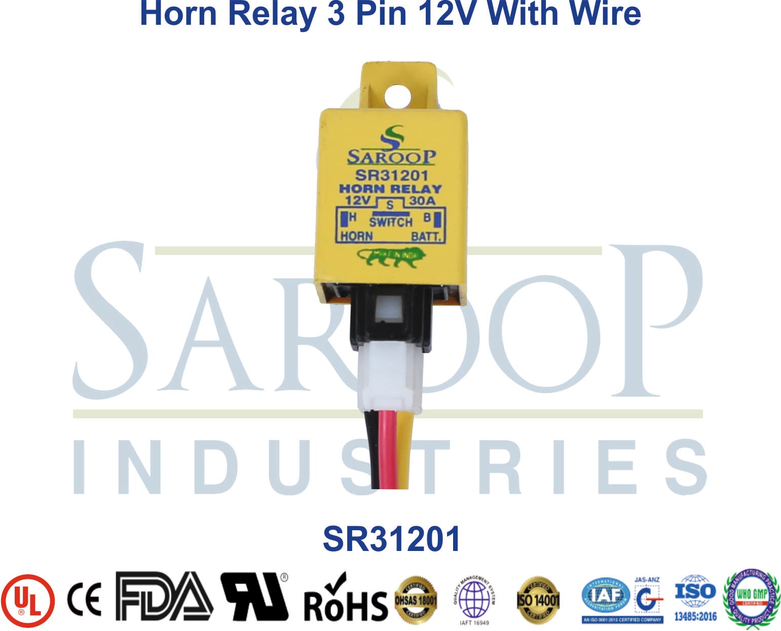 Horn Relay 3 Pin 12V With Wire - 1