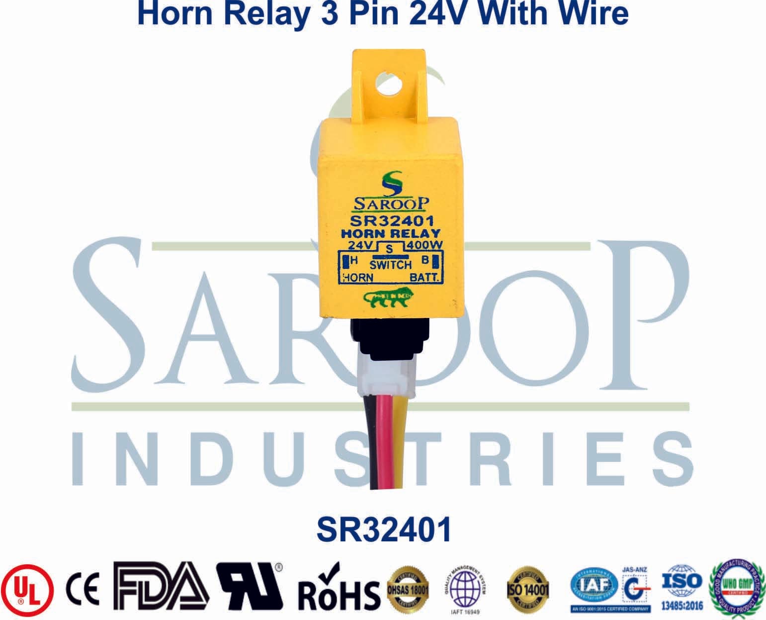 Horn Relay 3 Pin 24V With Wire - 1