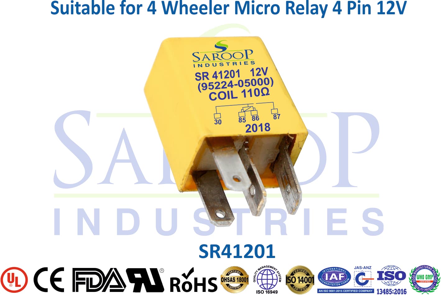 4 Wheeler Micro Relay 4 Pin 12V - 1