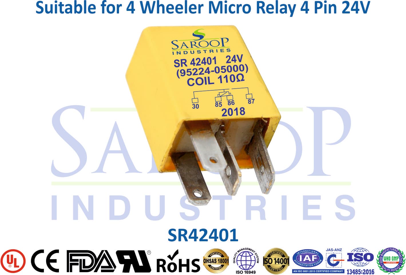 4 Wheeler Micro Relay 4 Pin 24V - 1