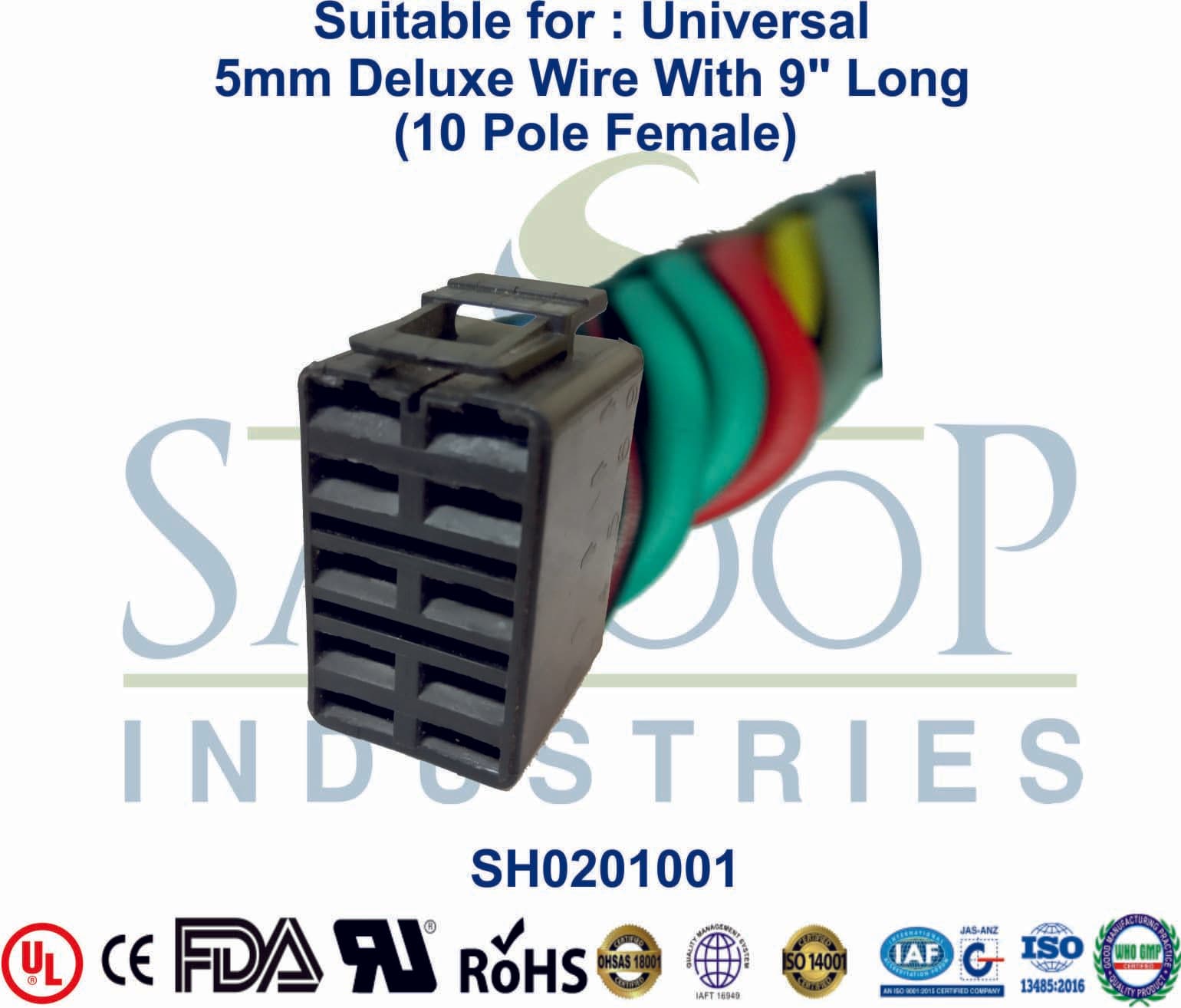 Universal 10 Pole Female Relay Base - 5mm Wire - 1