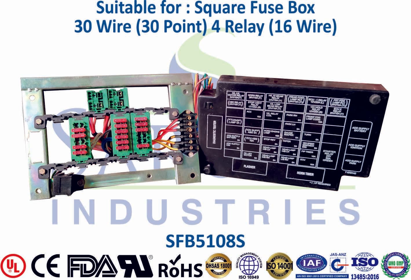 Square Fuse Box - 30 Wire (4 Relay) - 1