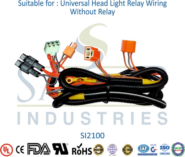 Universal Head Light Relay Wiring - Without Relay