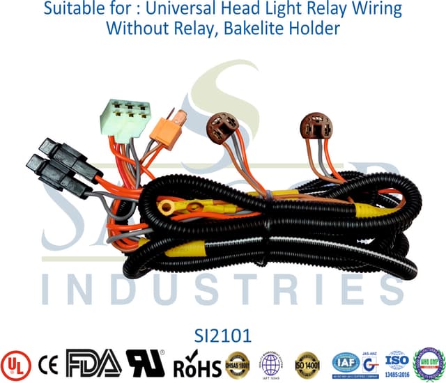 Universal Head Light Wiring - Without Relay, Bakelite Holder