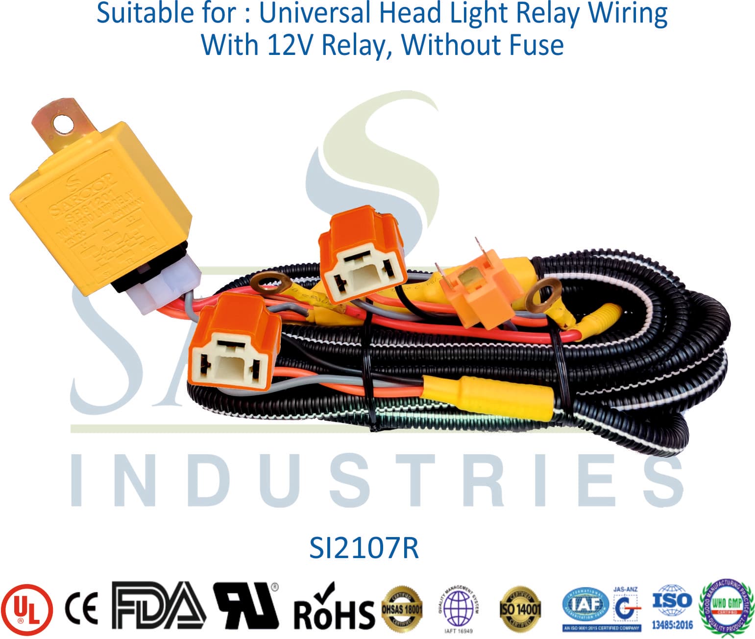 Universal Head Light Wiring - With 12V Relay, Without Fuse, Bakelite - 1