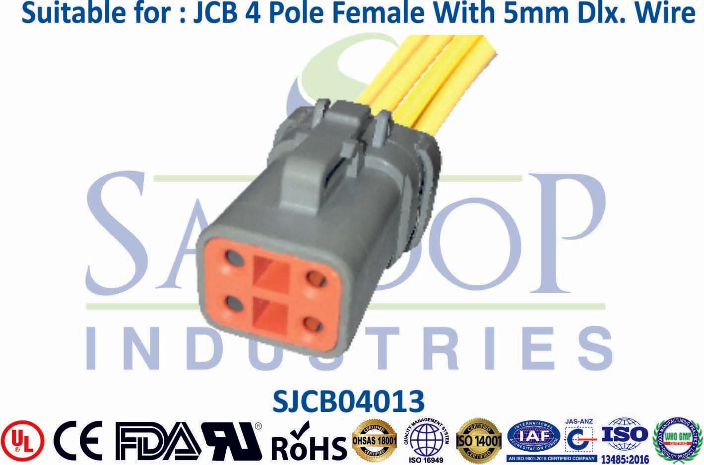 JCB Connector 4 Pole Female - 5mm Wire - 1
