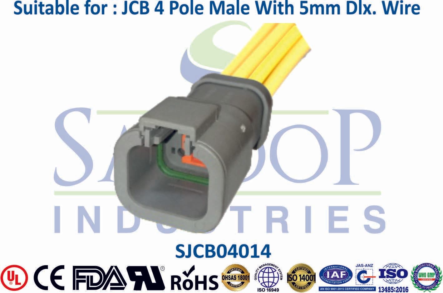 JCB Connector 4 Pole Male - 5mm Wire - 1