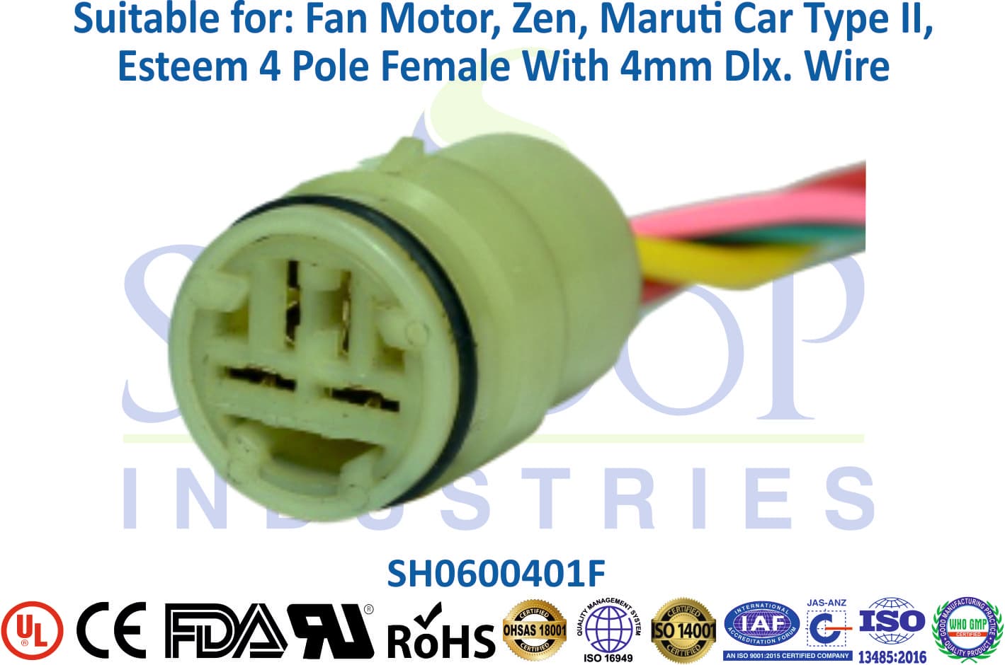 Fan Motor Zen/Maruti Car Type II/Esteem 4 Pole Female - Round - 1