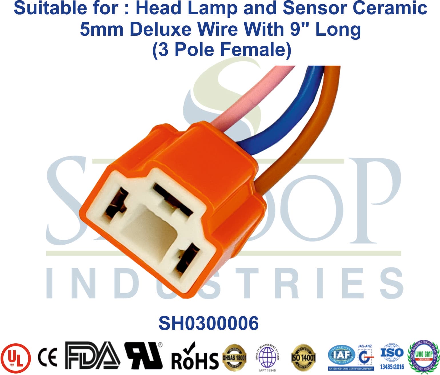 Head Lamp and Sensor 3 Pole Female - 5mm Wire (Type 2) - 1