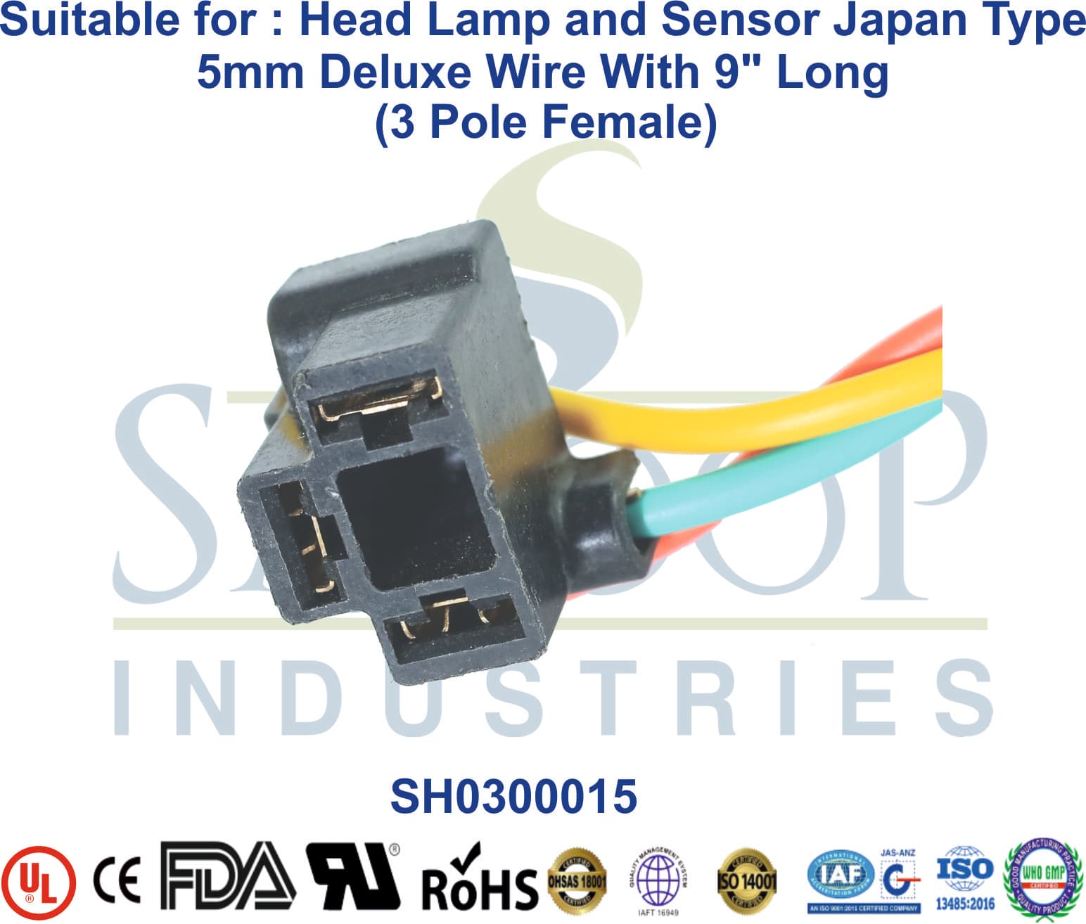 Head Lamp and Sensor 3 Pole Female - 5mm Wire (Type 3) - 1