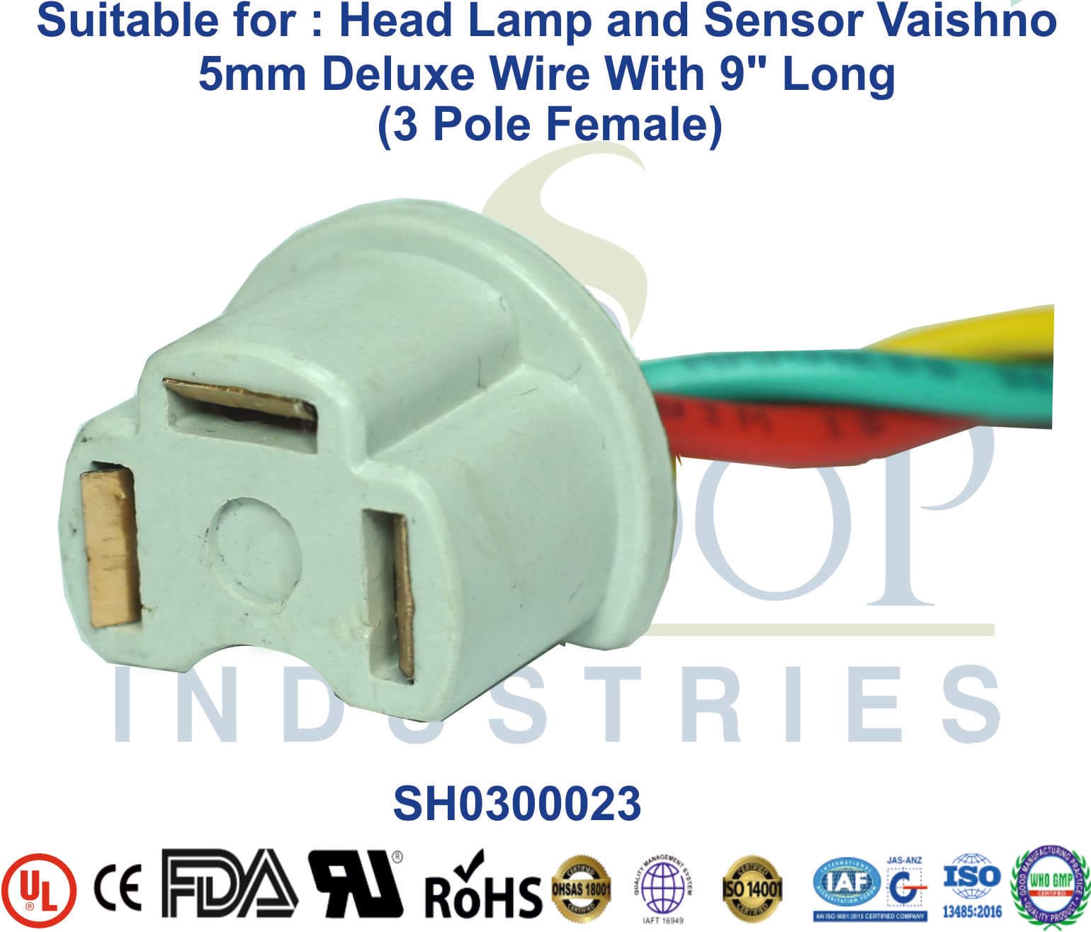 Head Lamp and Sensor Melamine 3 Pole Female - 1