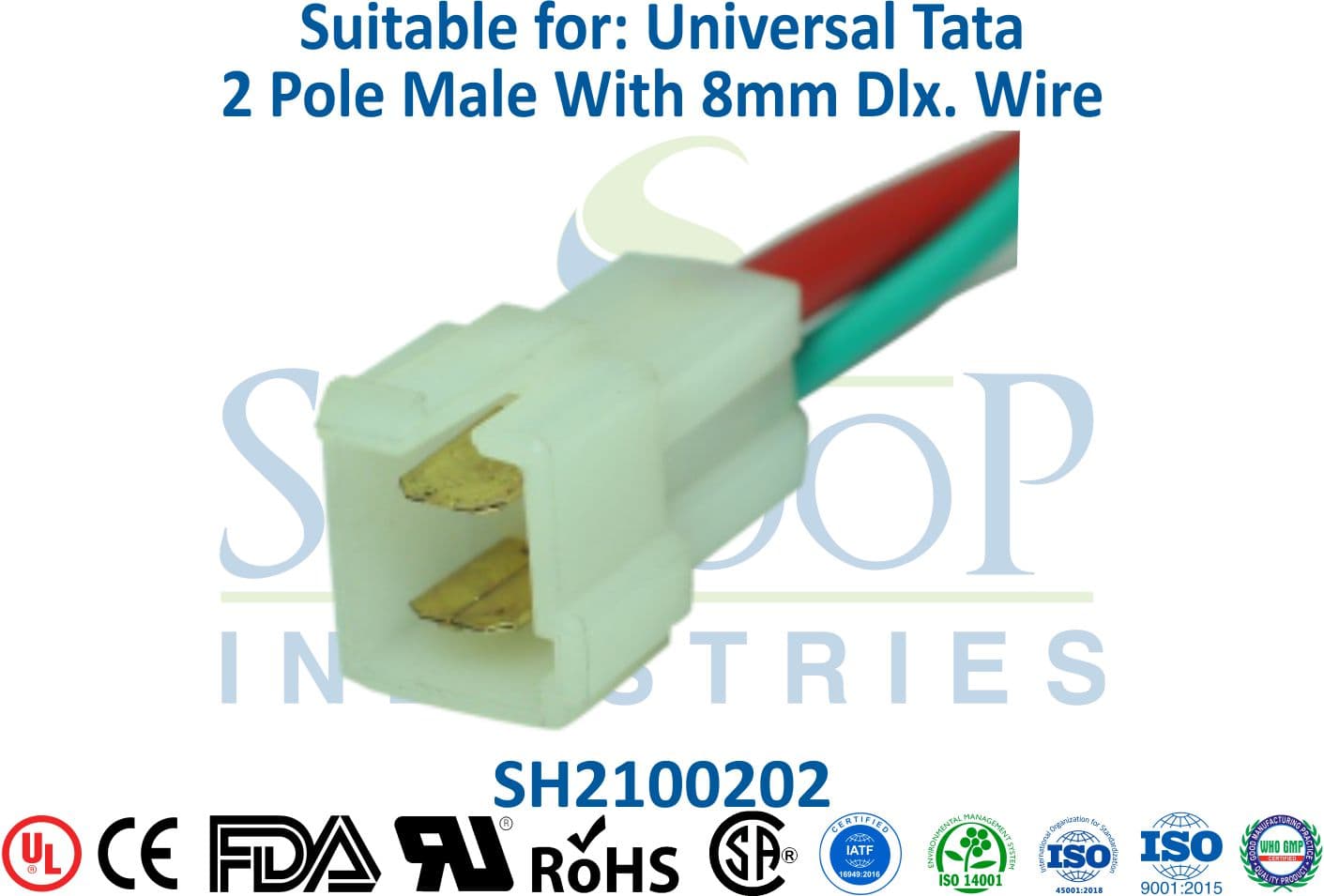 Universal Tata 2 Pole Male - 8mm Wire - 1