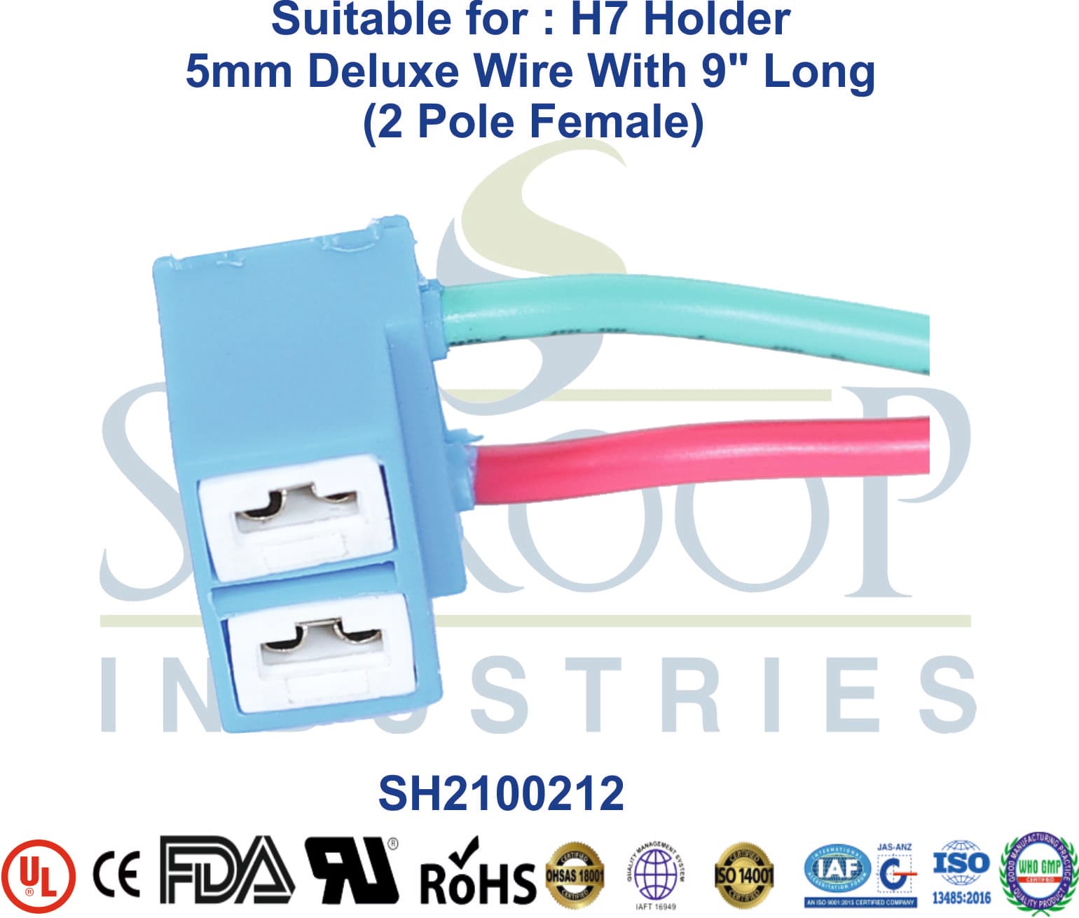 H7 Holder 2 Pole Female - 5mm Wire - 1