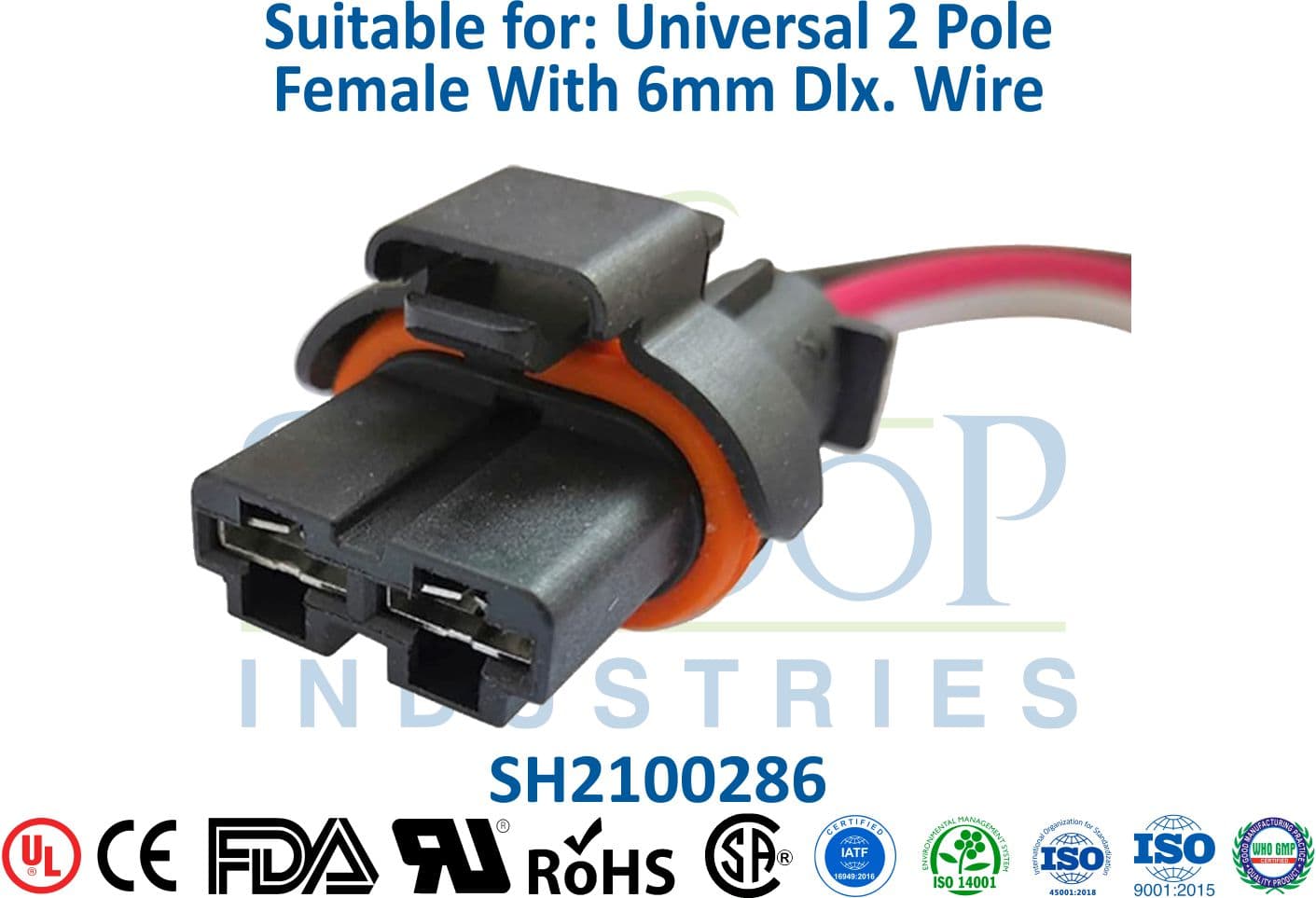 Universal 2 Pole Female - 6mm Deluxe Wire - 1