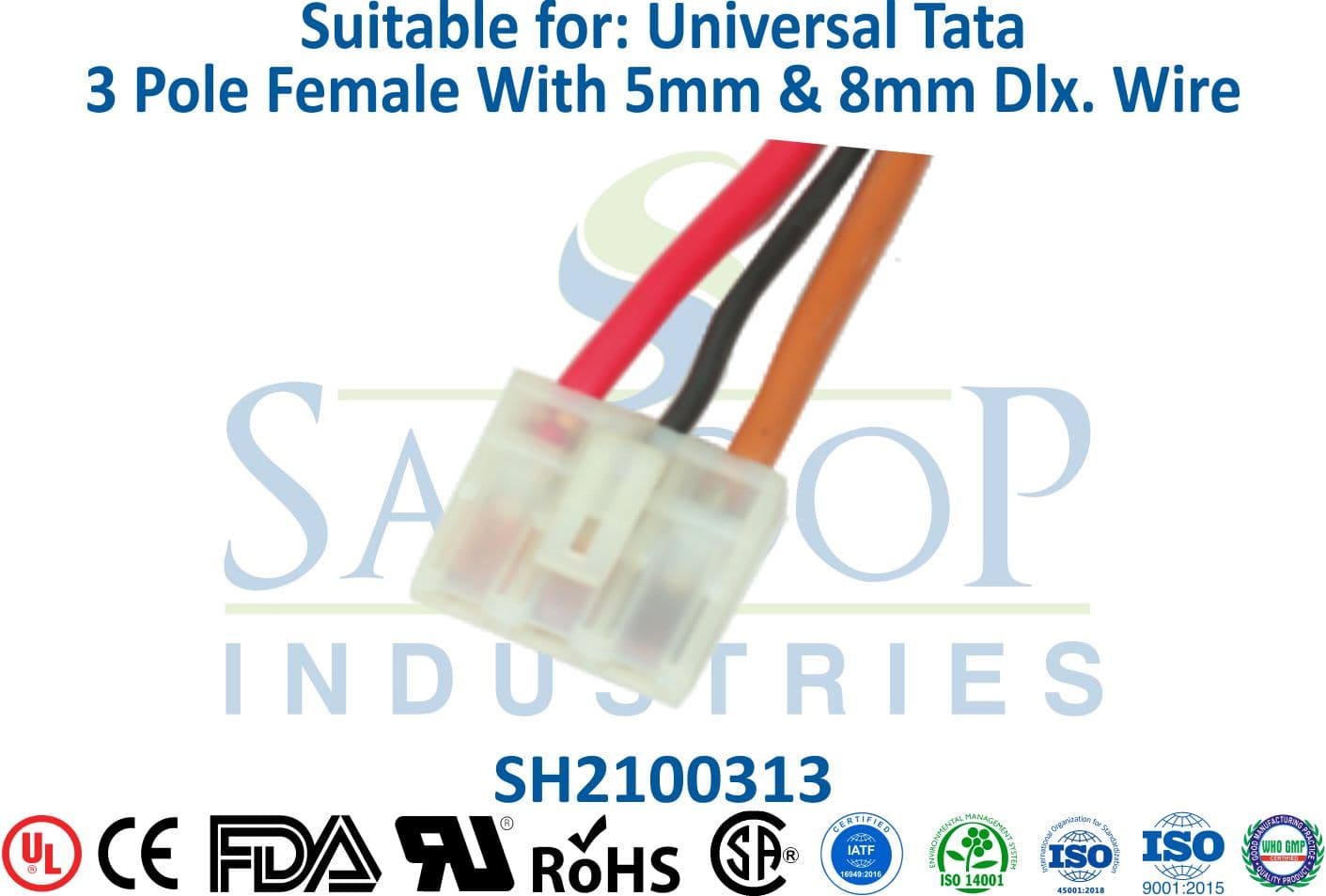 Universal Tata 3 Pole Female - 5mm & 8mm Wire - 1
