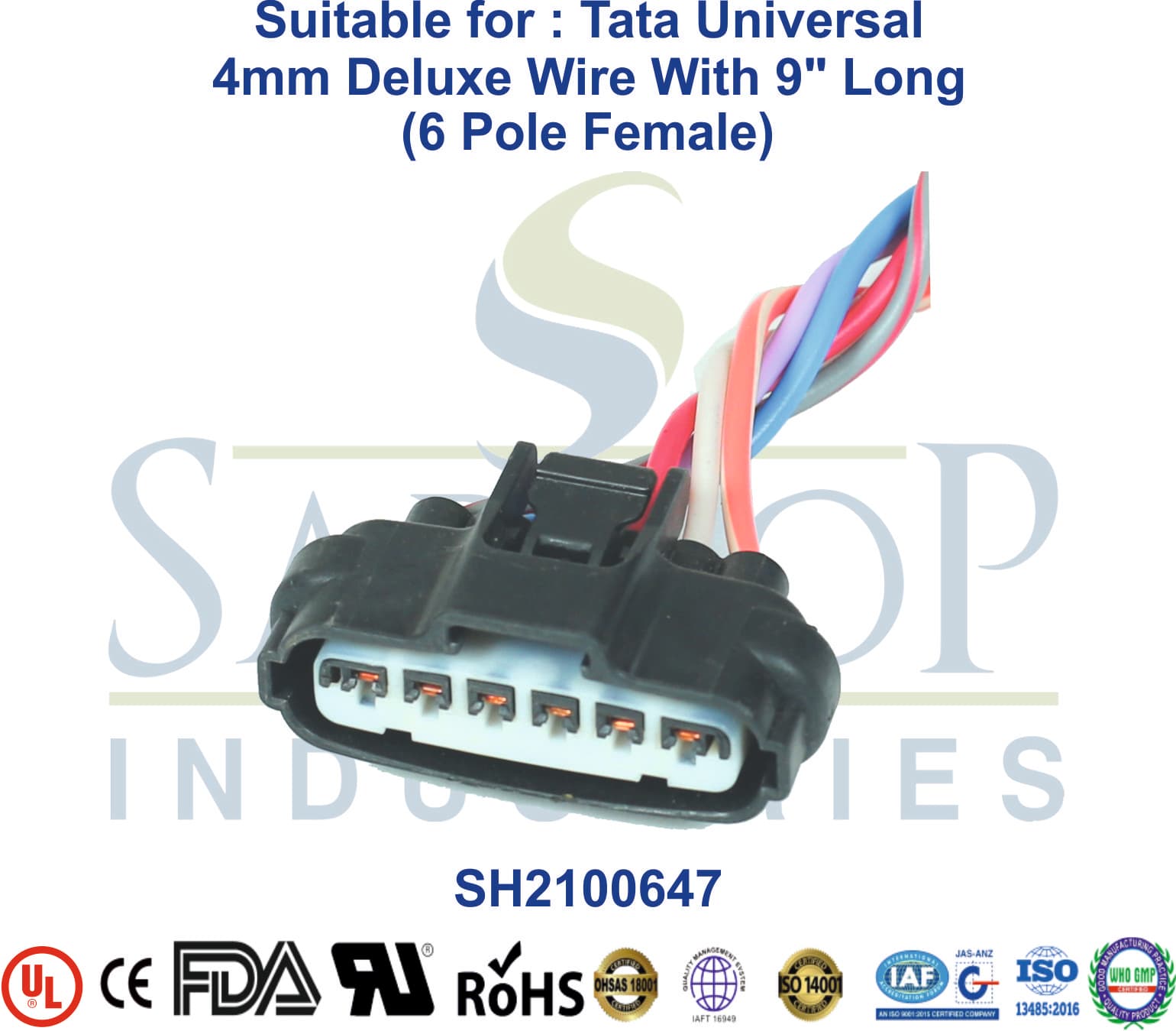 Universal Tata 6 Pole Female - 4mm Wire (Type 2) - 1