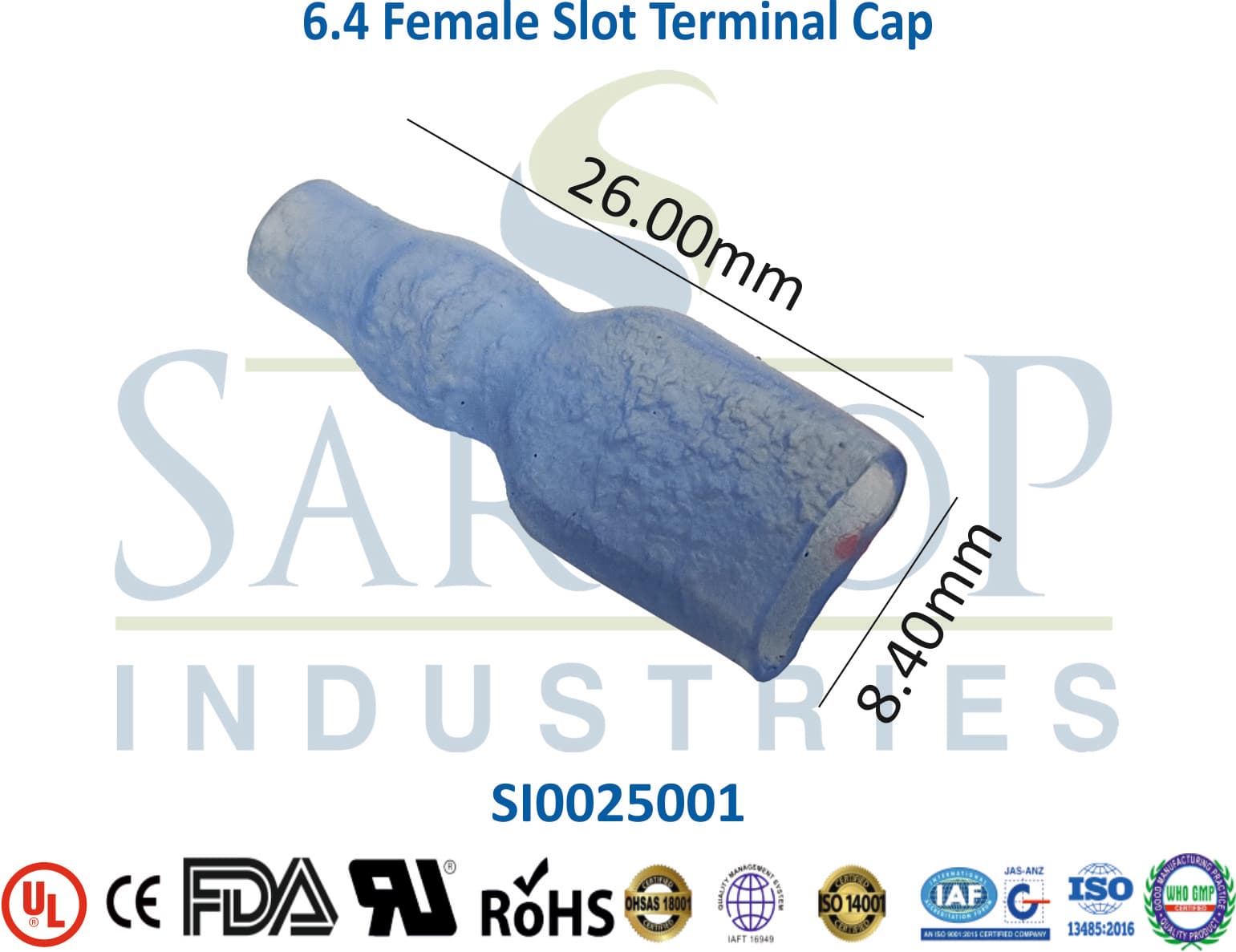 0250 Series - 6.4 Female Slot Terminal Cap - 1