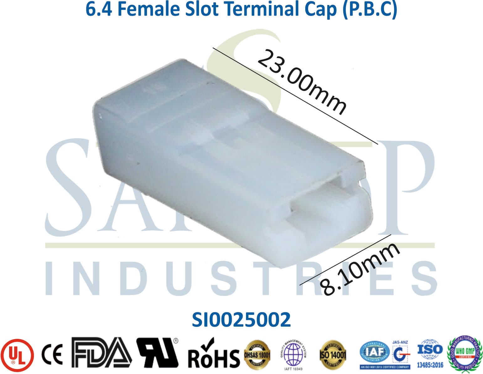 0250 Series - 6.4 Female Slot Terminal Cap (P.B.C) - 1
