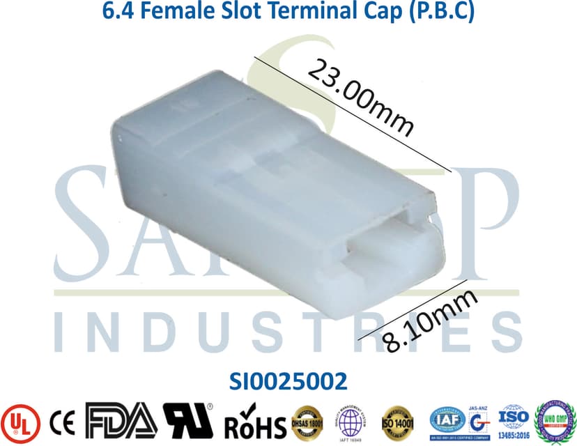 0250 Series - 6.4 Female Slot Terminal Cap (P.B.C)