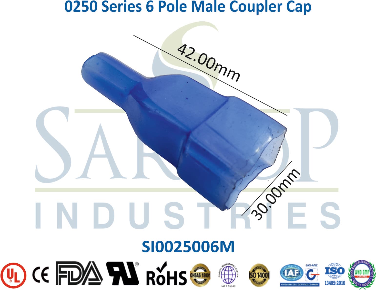 0250 Series - 6 Pole Male Coupler Cap - 1