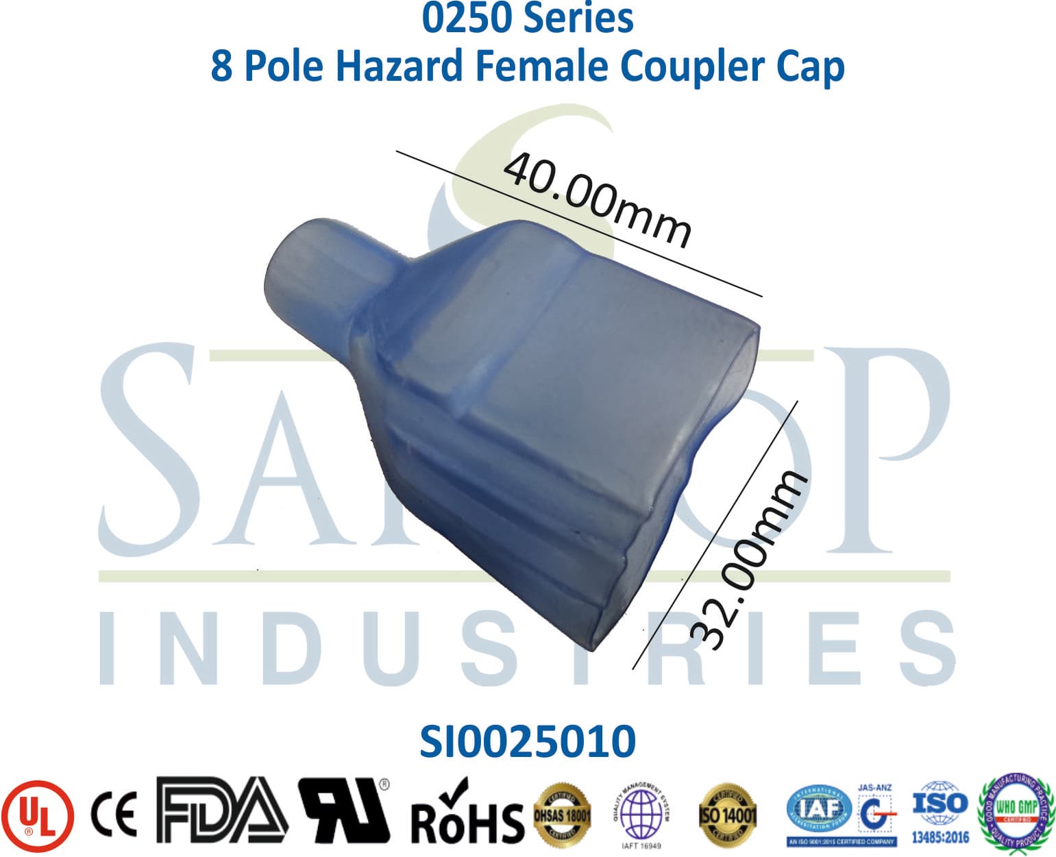 0250 Series - 8 Pole Hazard Female Coupler Cap - 1