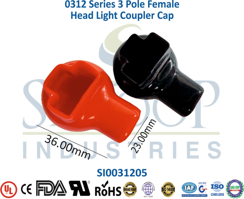 0312 Series - 3 Pole Female Head Light Coupler Cap